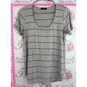 Studio M shirt stripes black Gray Striped Scoop Neck Tee